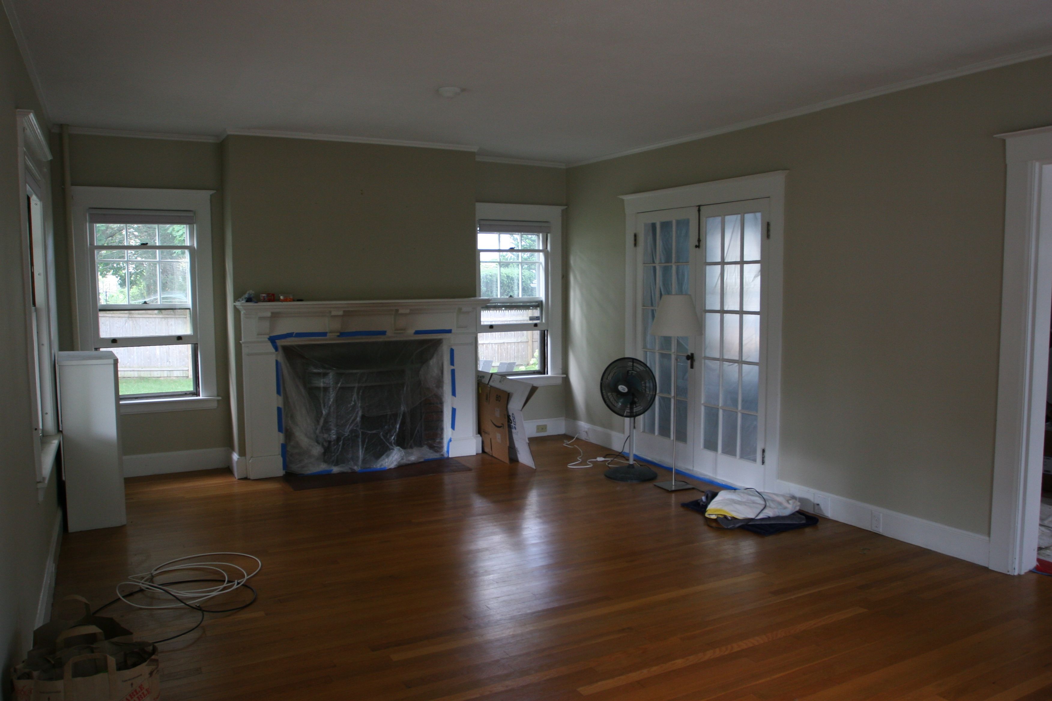 This is what the living room looked like when today began. Sparse, empty-ish, and orange.