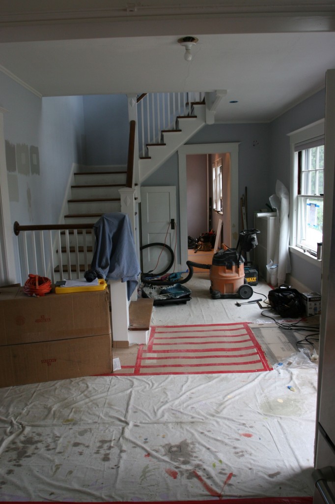 The front hall/foyer when the day began. A mess that's been there for two months.