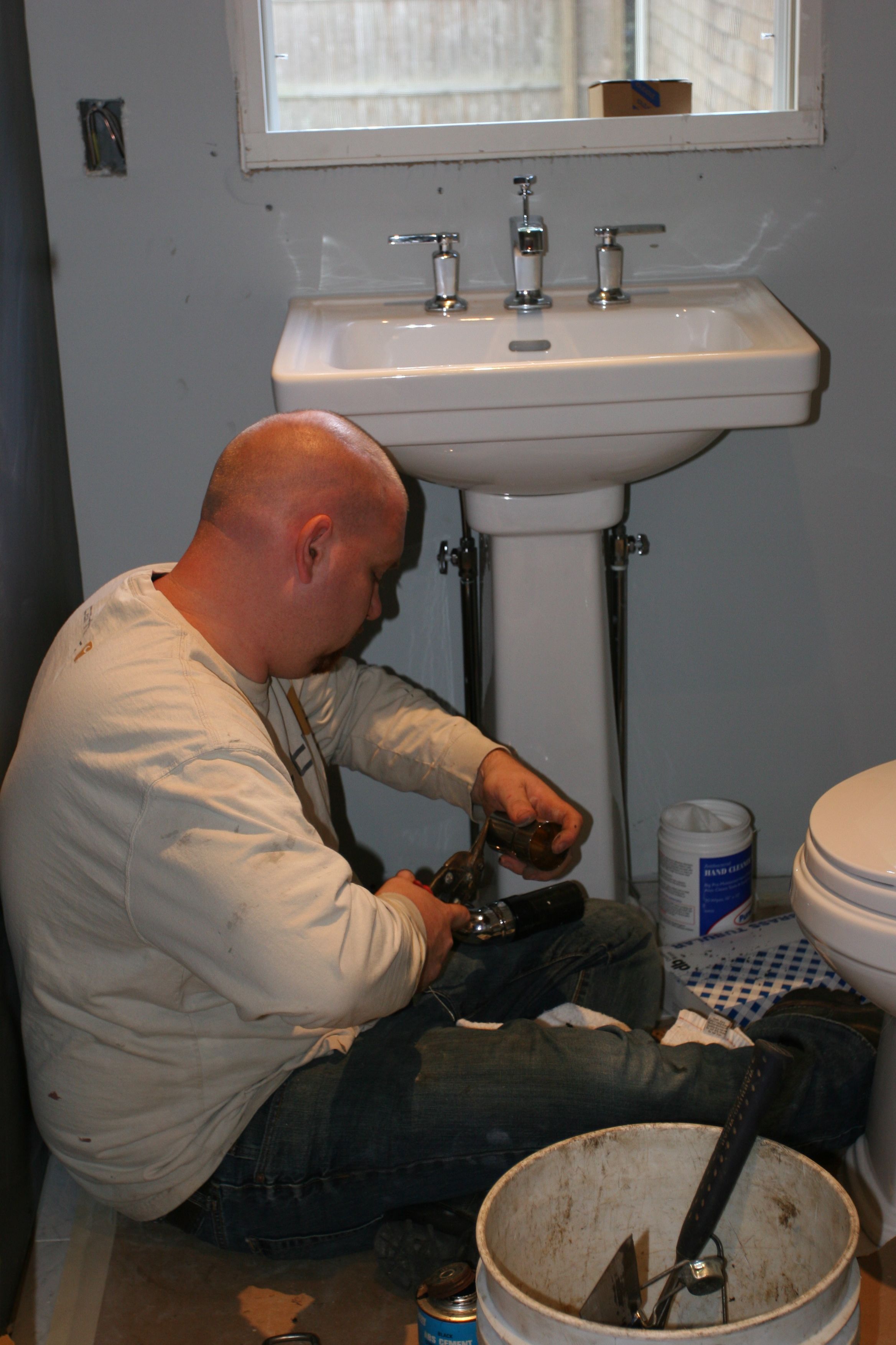 Matt, of Team Plumbing, working quietly by himself. I think he likes it that way.