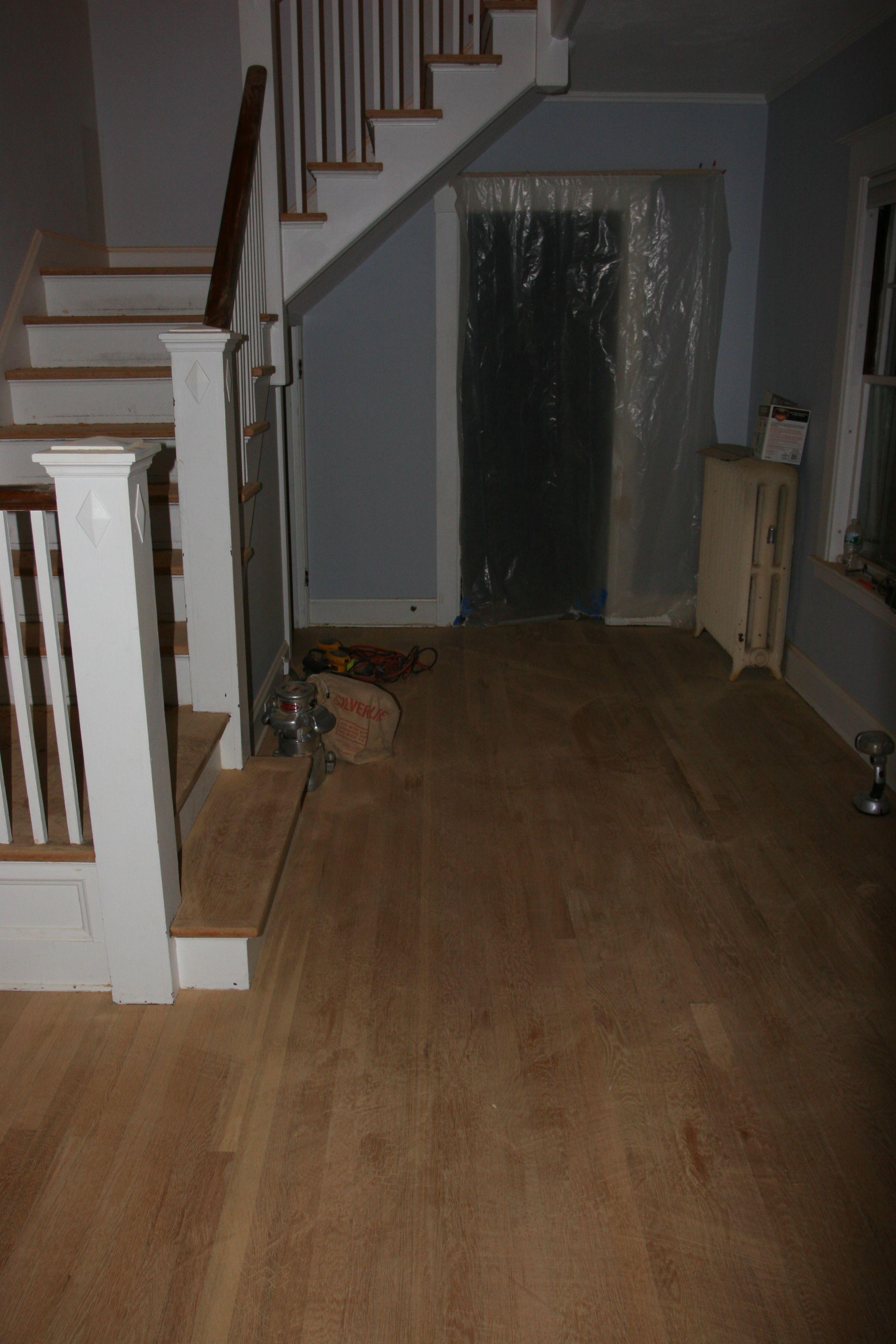 The remains of the day - each stair was scraped, and readied for a stain coat tomorrow.