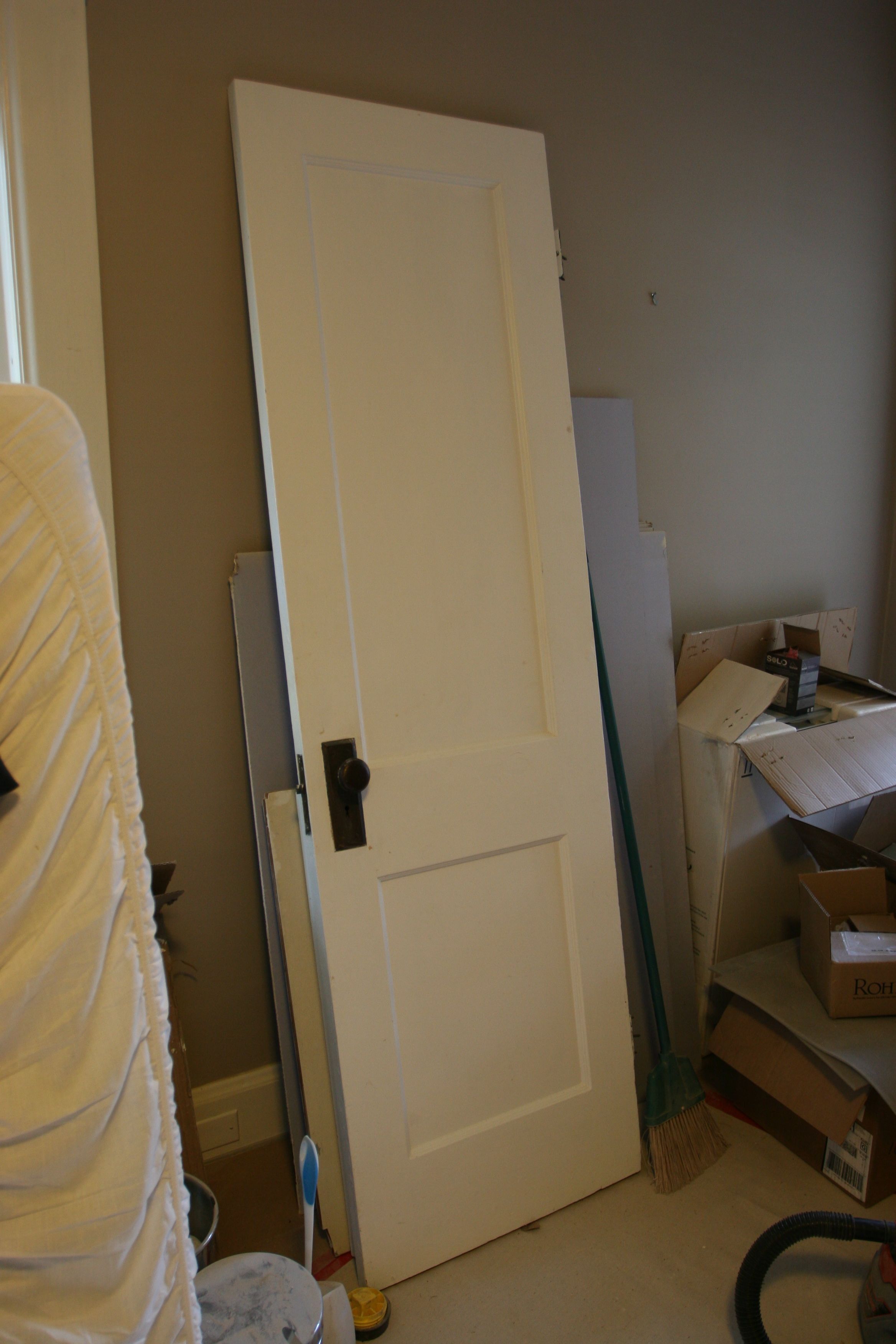 This is the door we removed from the bathroom. I think we'll save it for a future closet renovation (if we get to it).