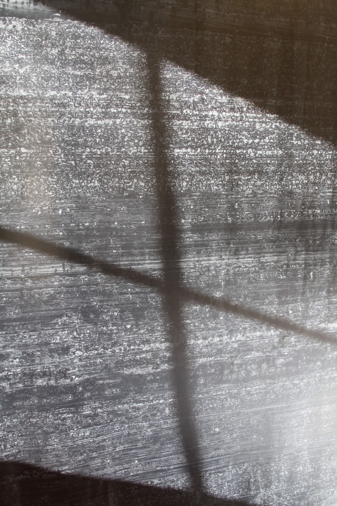 Beauty shot: the wintry light on the plastic wall.