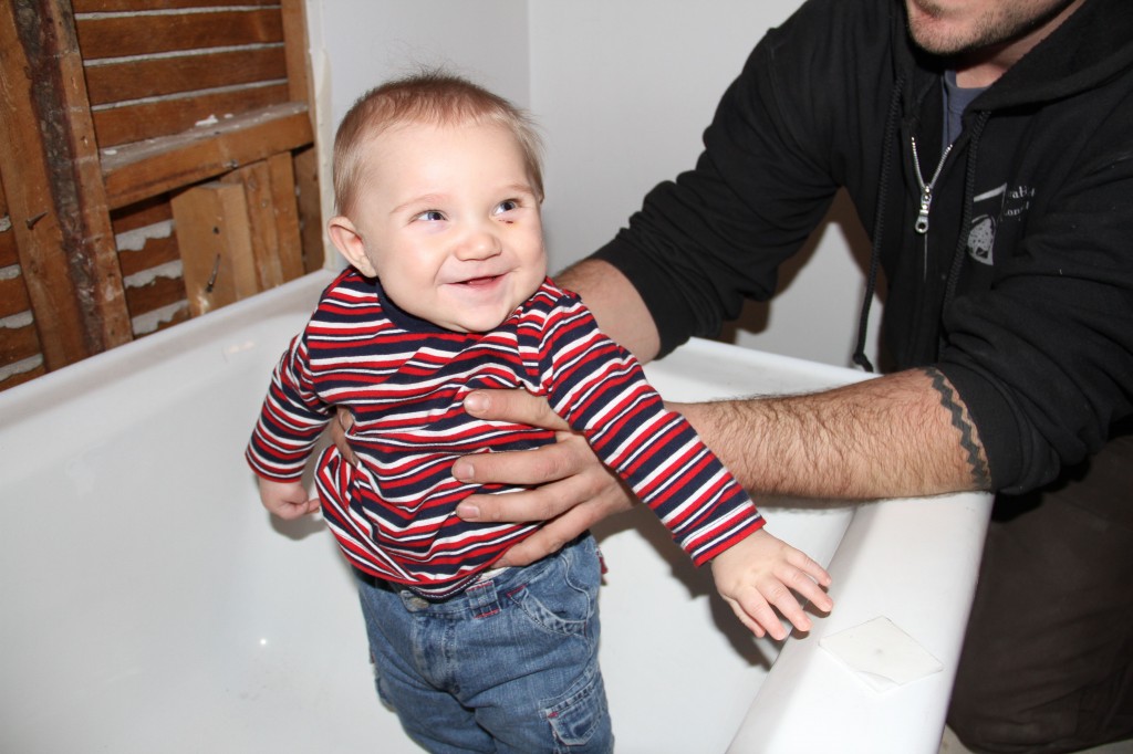 Of course he liked it! He's a happy kid! We had to make sure that the tub was suitable for family bathing. Eli says yes!