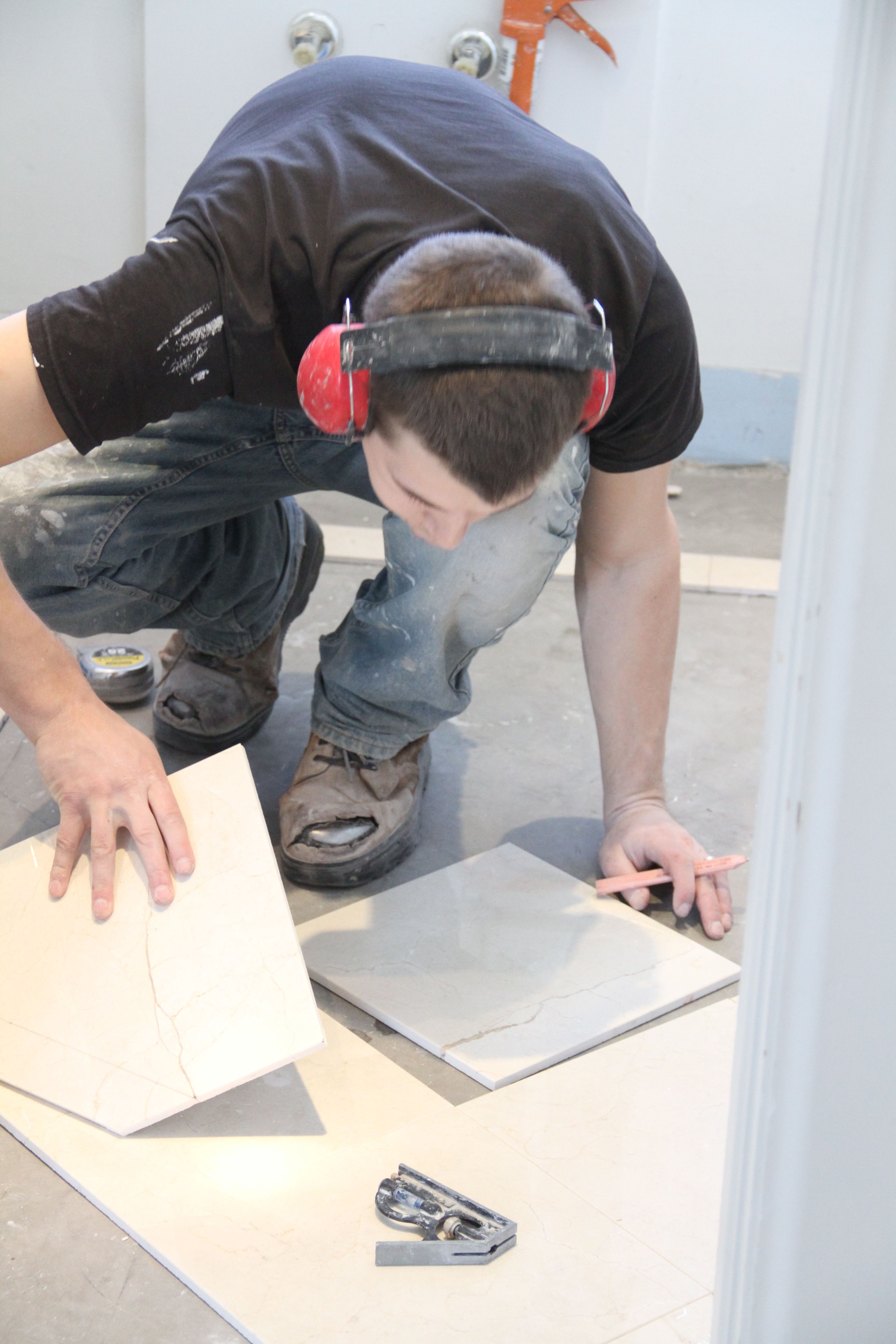 J.J. began by dry-fitting/cutting the entire floor - a painstaking process that required meticulous attention to detail.