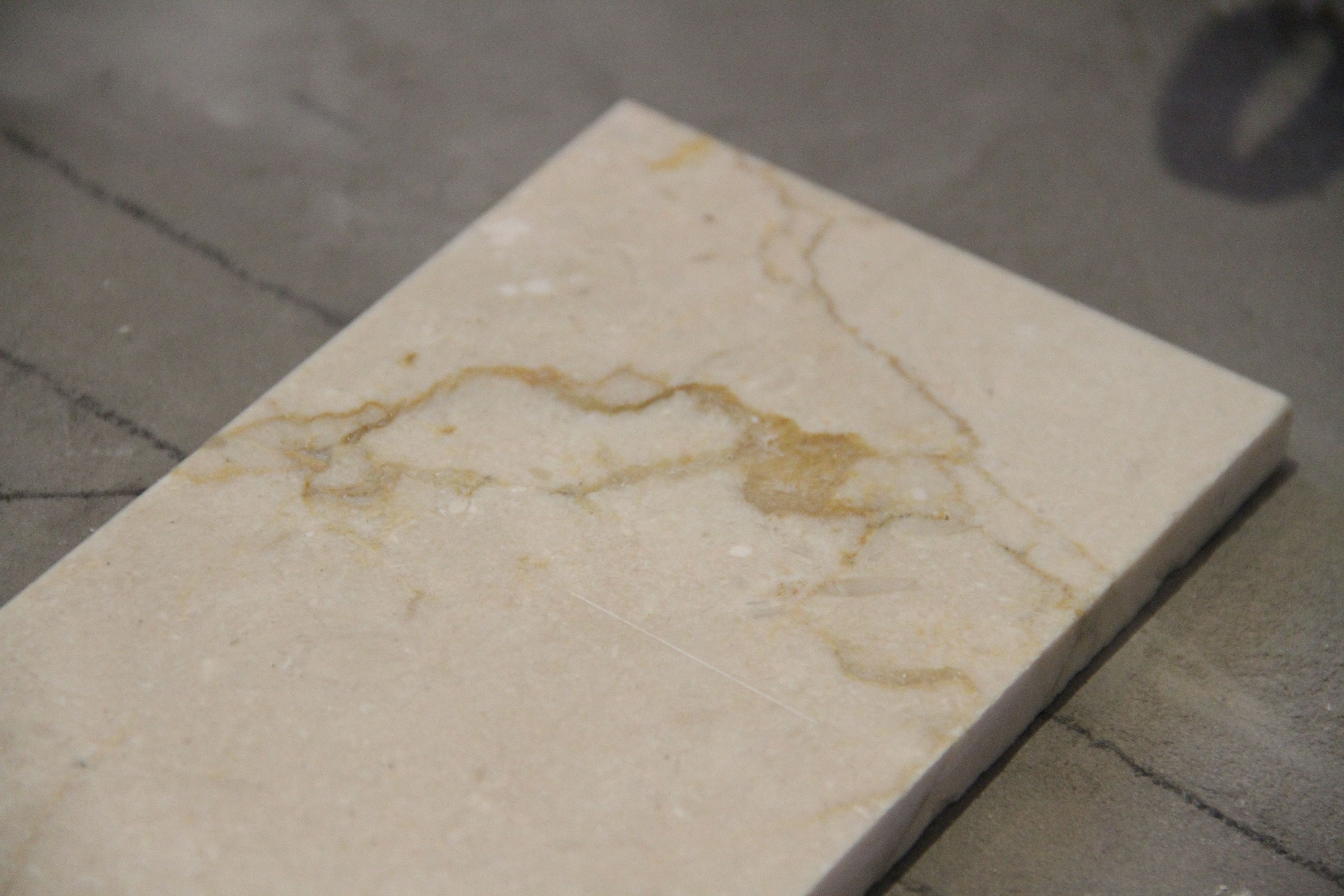 This is the crema marfil marble we ended up finding on super sale at ASN Tile. This room is absolutely about making the very best design we can with the best materials we could afford.