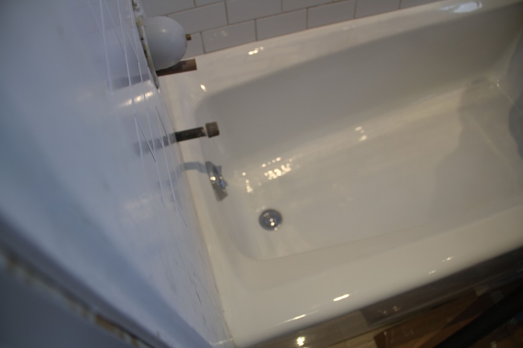 Look at that! A tub! Clean, sparkling, tub, deep enough for an actual soak. Ahhh.