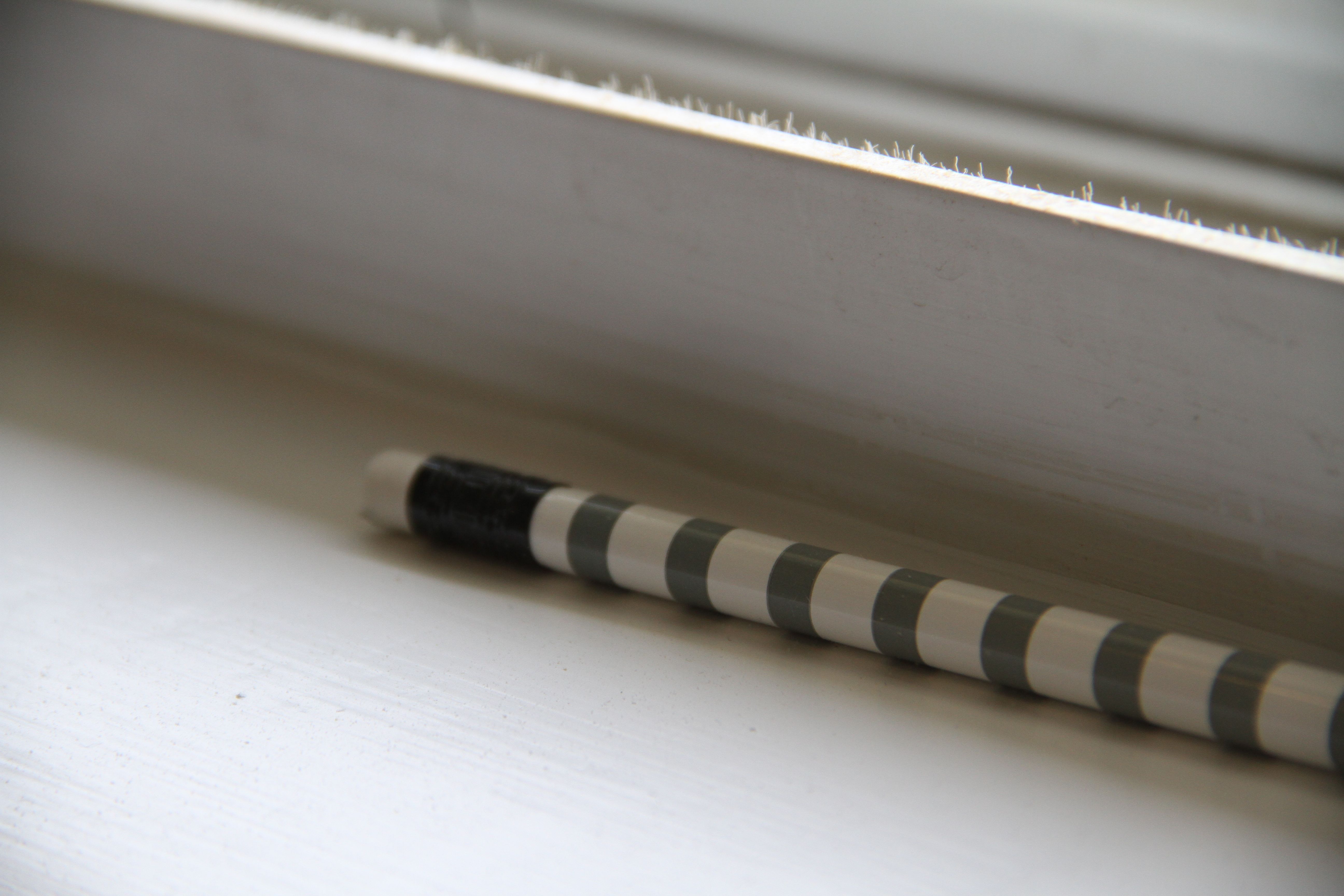 This pencil may or may not have influenced my design. Actually, it may just represent what I like: neutrals, graphic patterns, classic lines, and a touch of the unexpected.