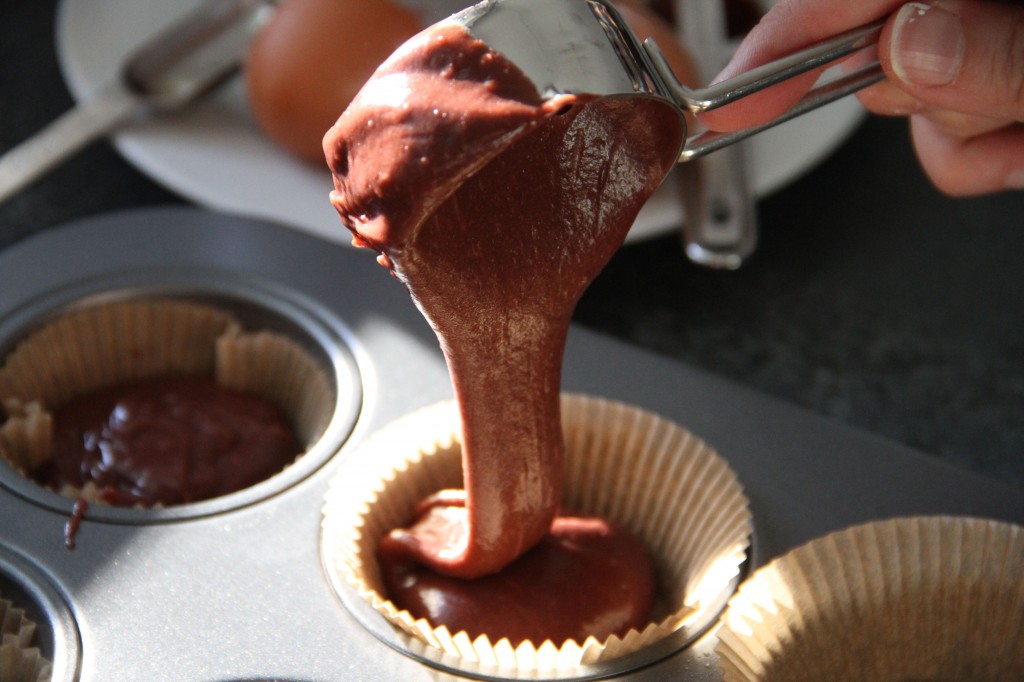 Red velvet batter has red gel food coloring and dutch processed cocoa in it to give it that red-brown color.