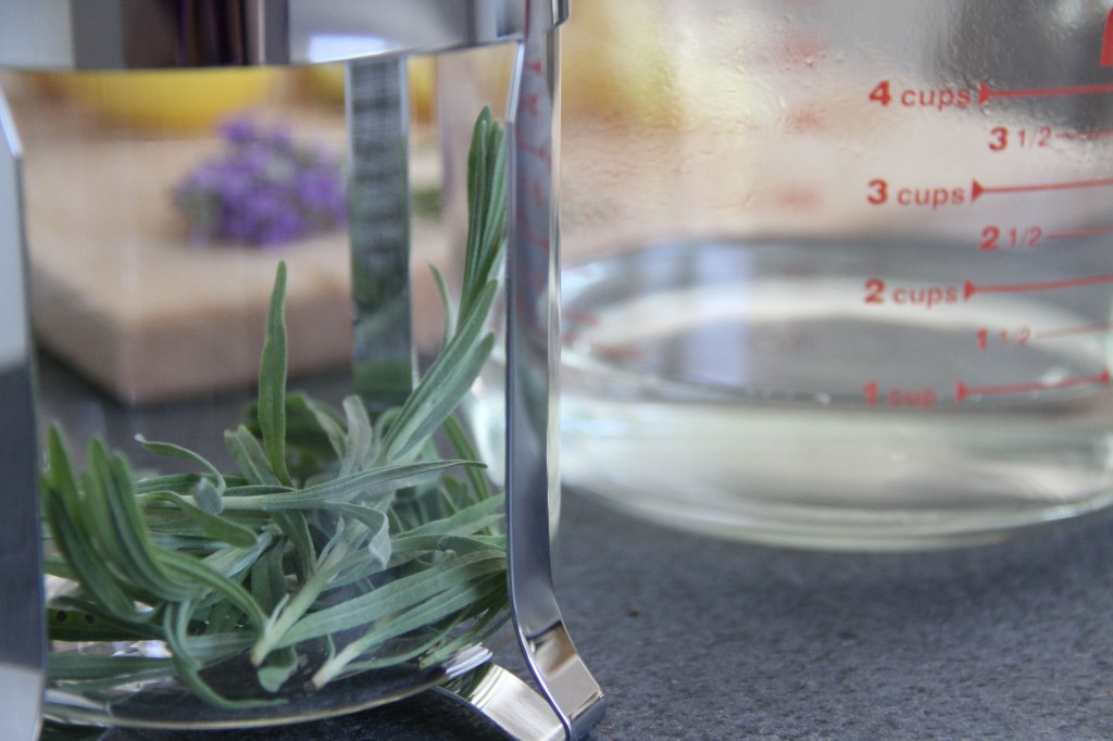 I used a french press to steep the lavender, but you can use a measuring cup by itself.