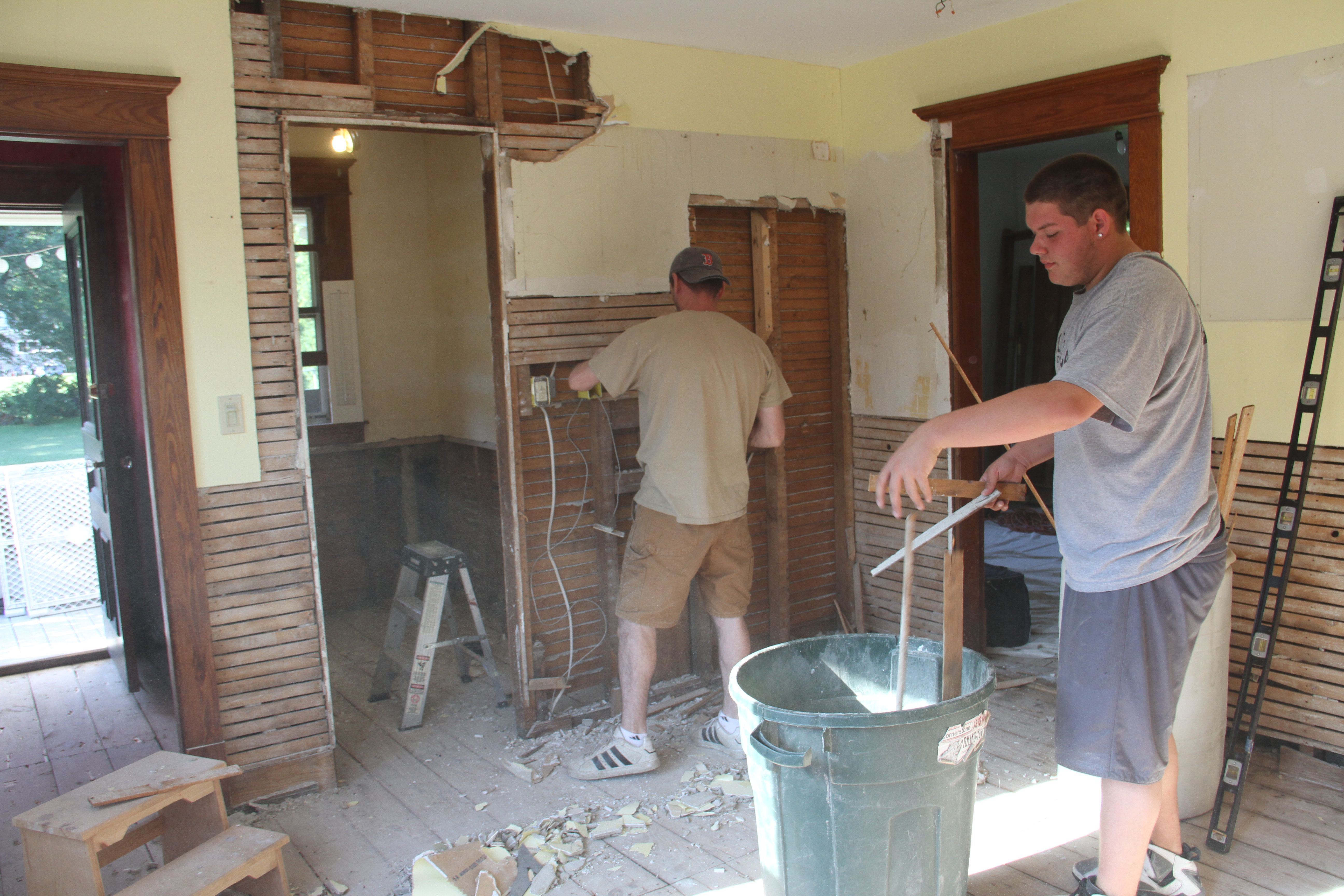 Of course opening up that doorway meant demo-ing the rest of that plaster and lathe on that wall, too.
