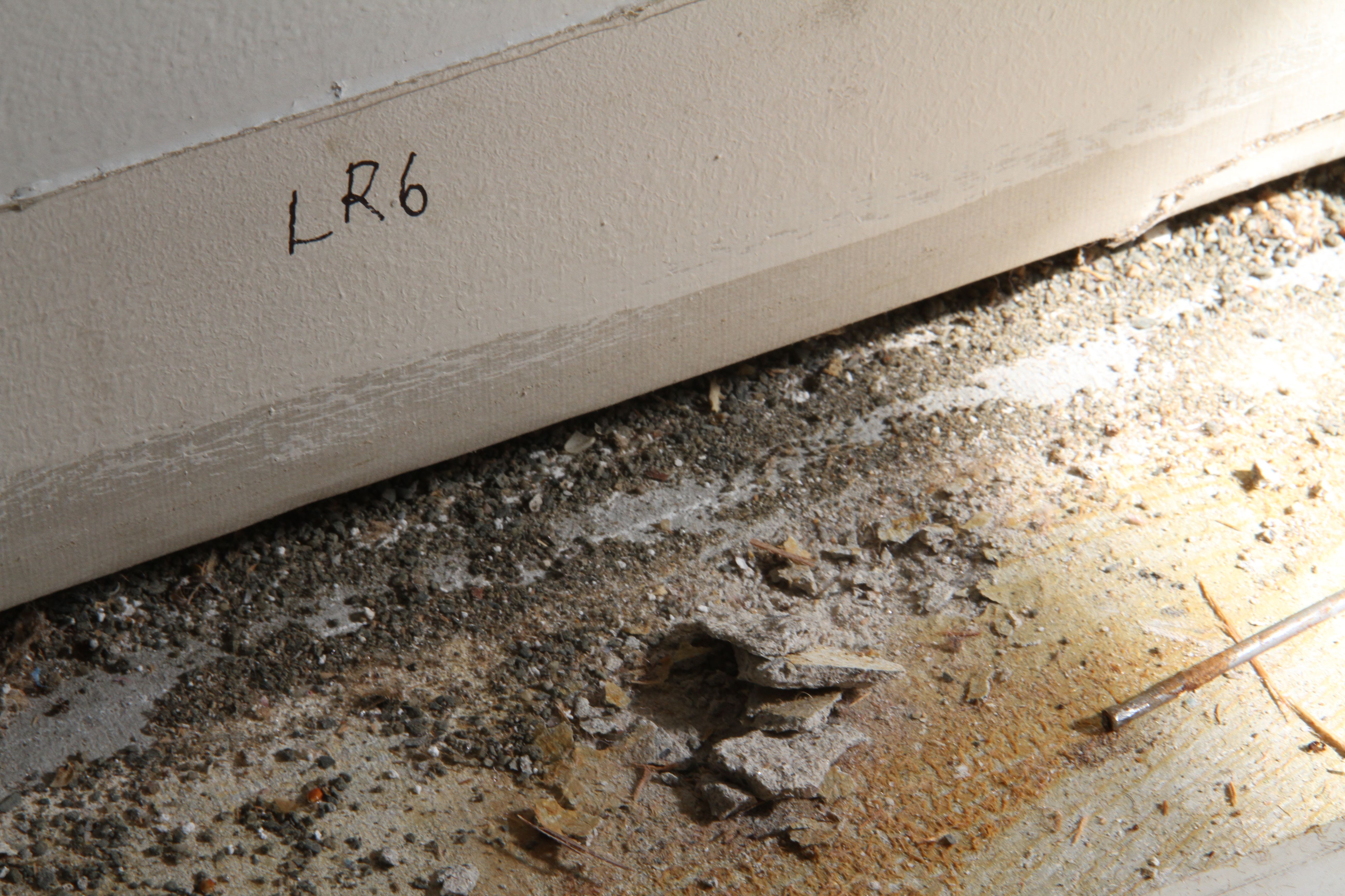 Each baseboard molding had to be labeled, as did its corresponding place on the wall, so that we can reuse them again.