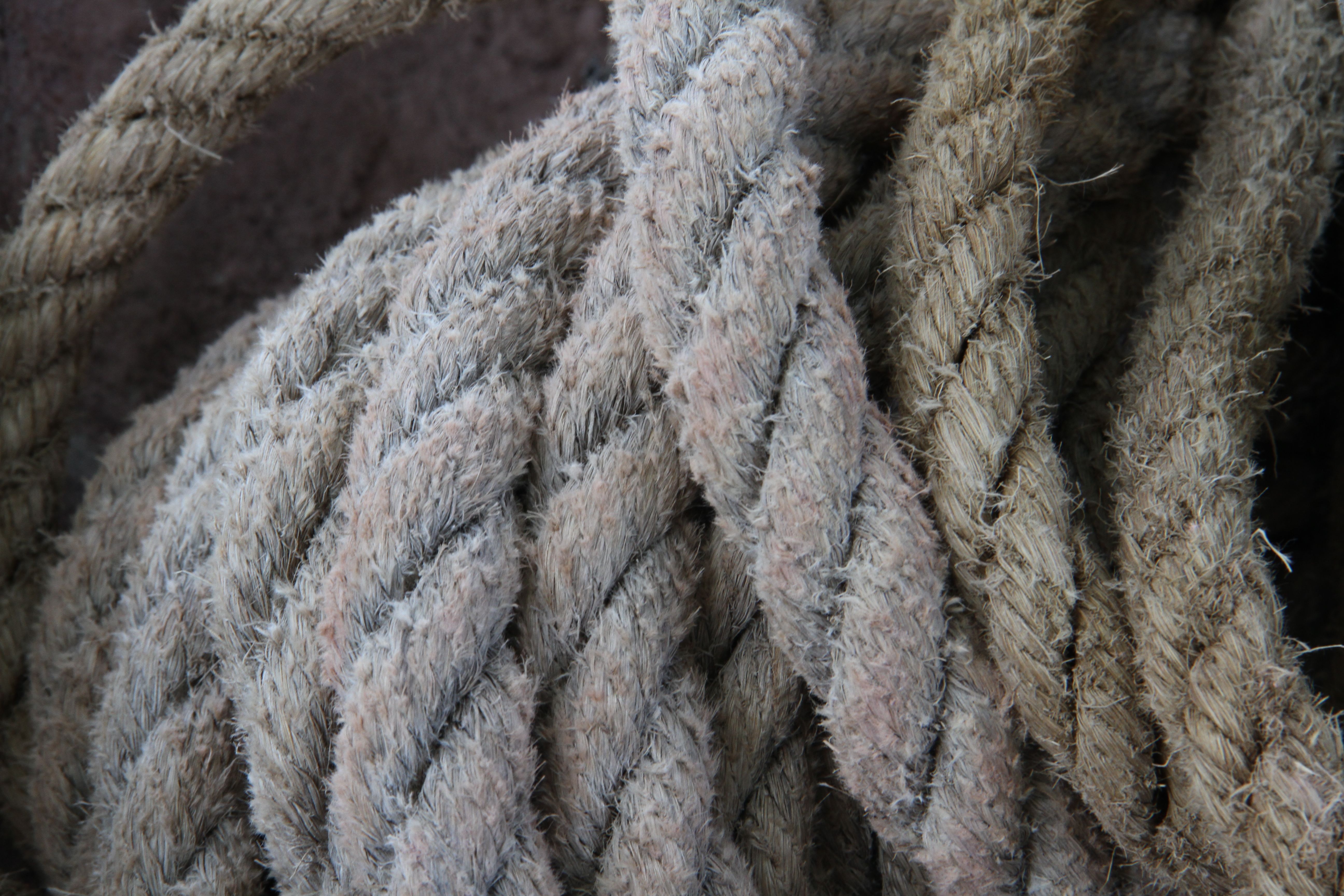Beauty shot: this is the rope that they used for the pulley system. Love that dusty, stoney, chalky look it has.