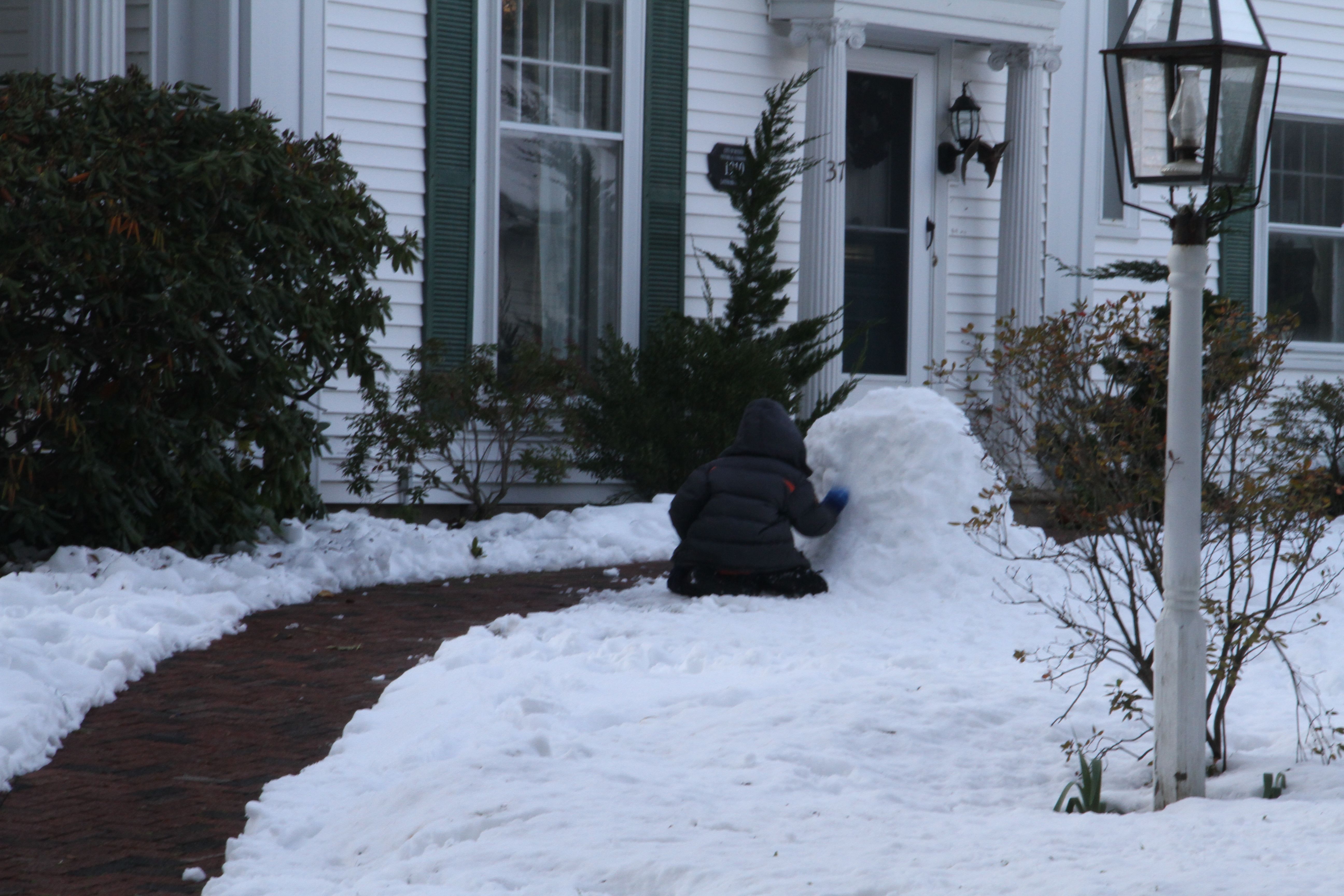 Typical but for the random neighborhood child building a snowman.