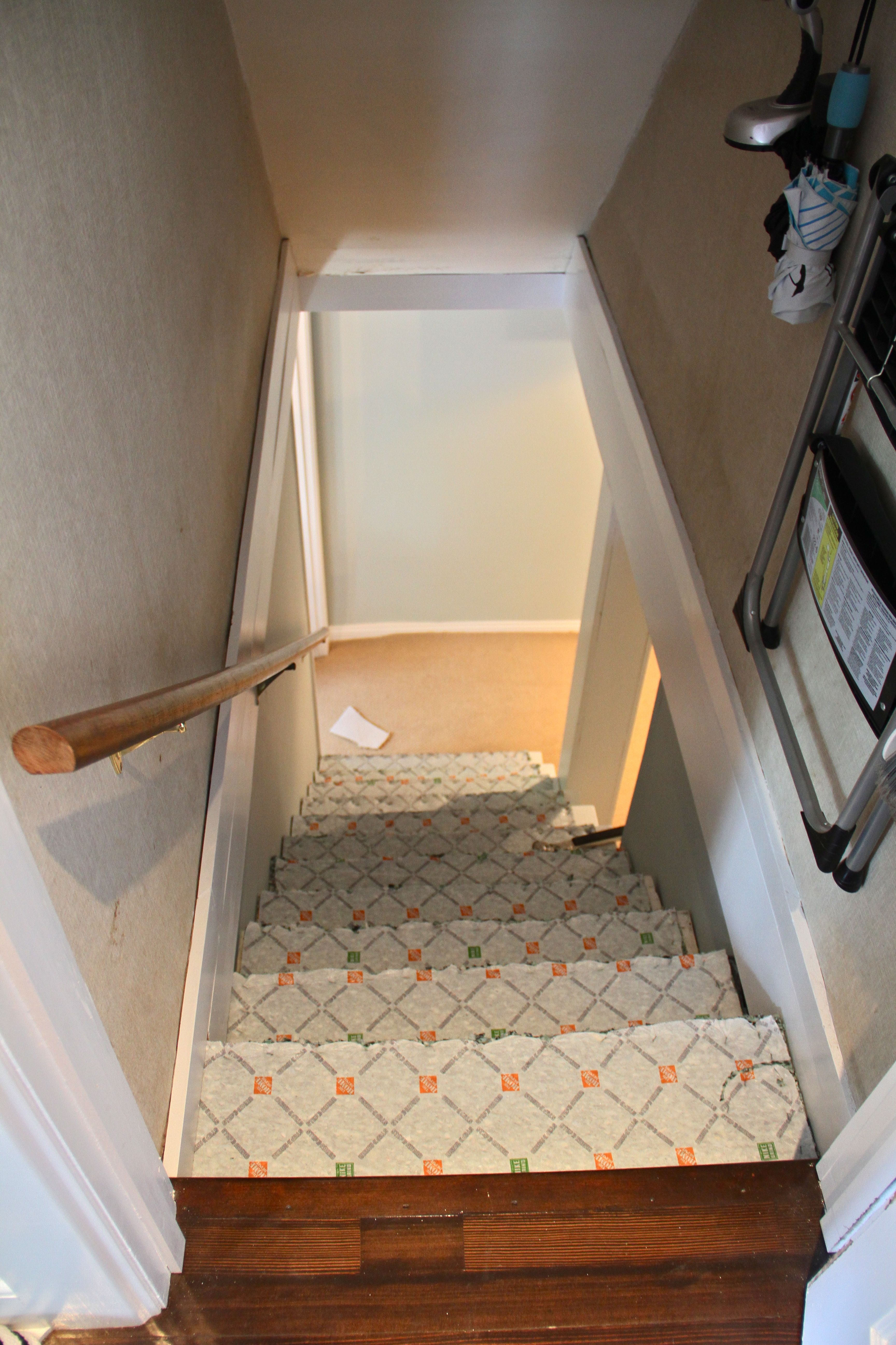 DURING: I was excited when I could already see carpeting going down at the foot of the stairs.