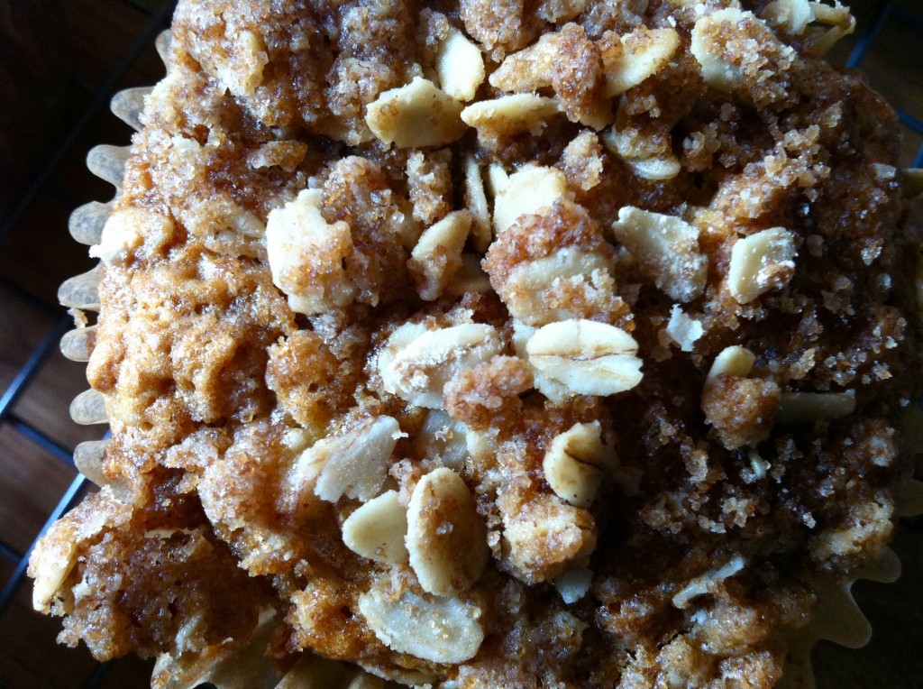 Up close and personal with my latest creation: banana oat muffins.