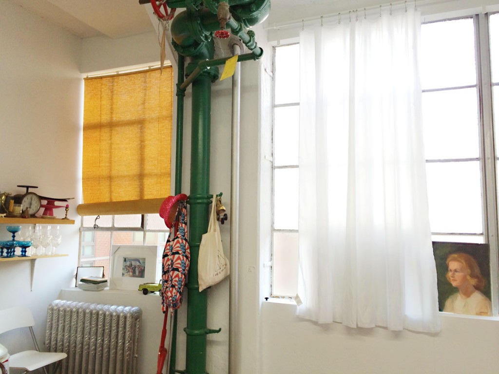 The office: a mix of chic accessories, industrial touches, modern amenities, and limited space.