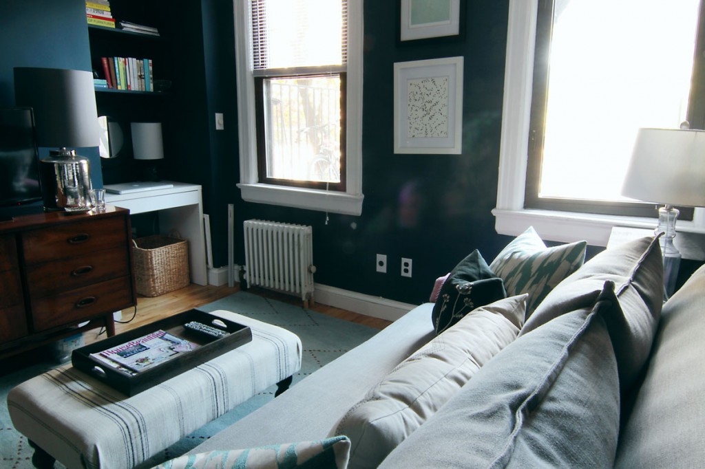 See my little office tucked into the living room?