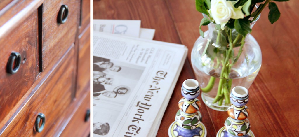 Beauty shots: left, vintage cabinet; right, breakfast ritual, old school style.